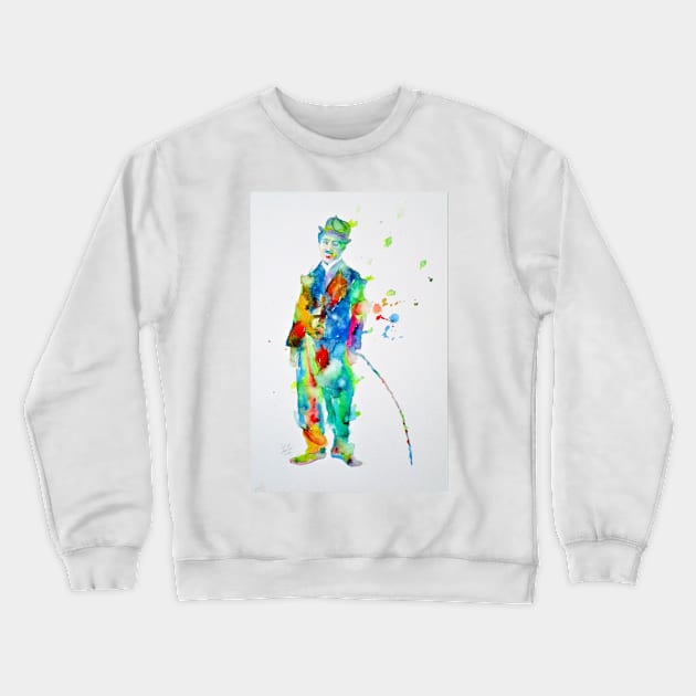 CHARLIE CHAPLIN watercolor portrait .7 Crewneck Sweatshirt by lautir